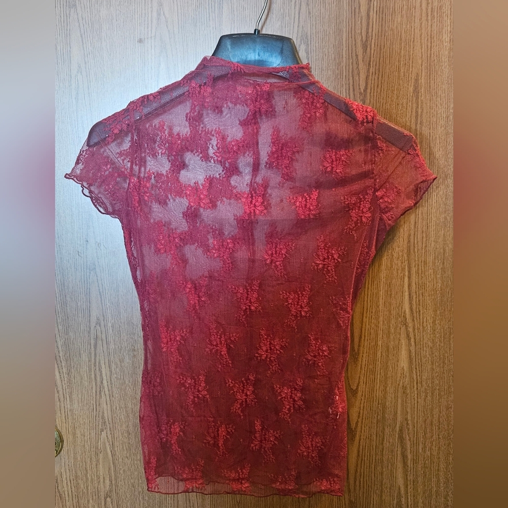Elegant Lace Blouse in Rich Burgundy